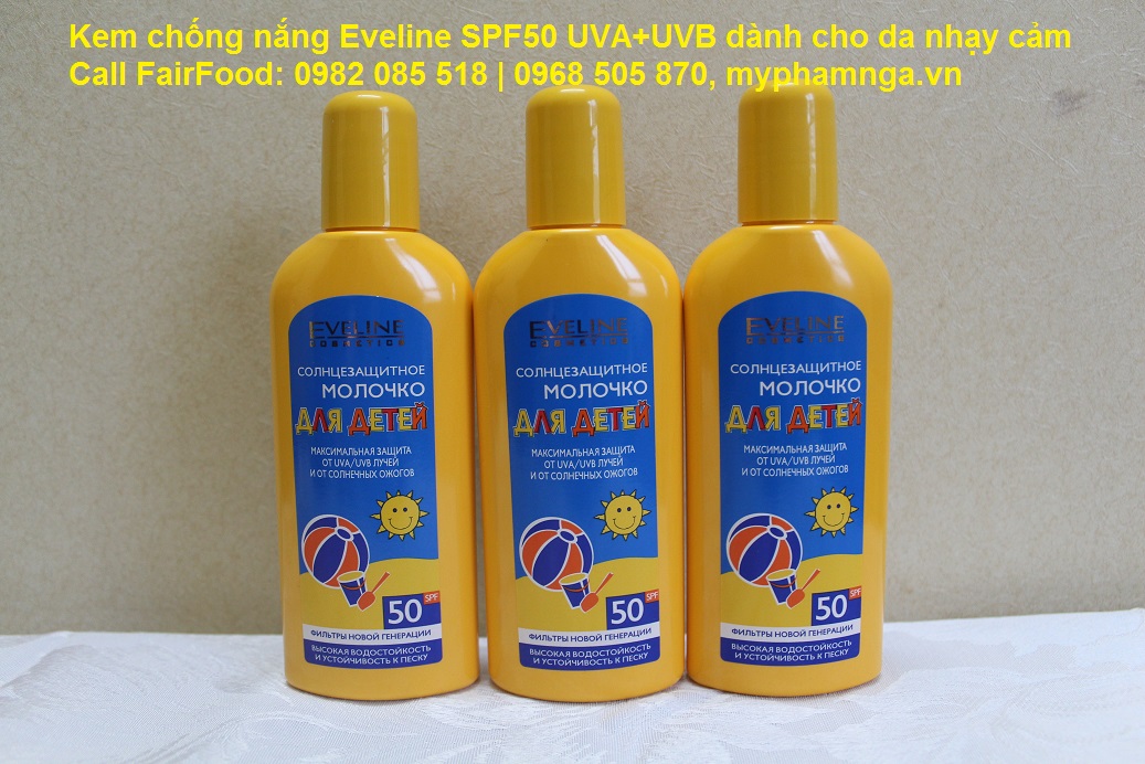 Kem chống nắng Eveline SPF50 UVA+UVB dành cho bé và làn da nhạy cảm