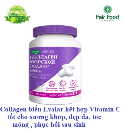 collagen bien evalar ket hop vitamin C cho xuong khop, da toc mong, phuc hoi sau sinh