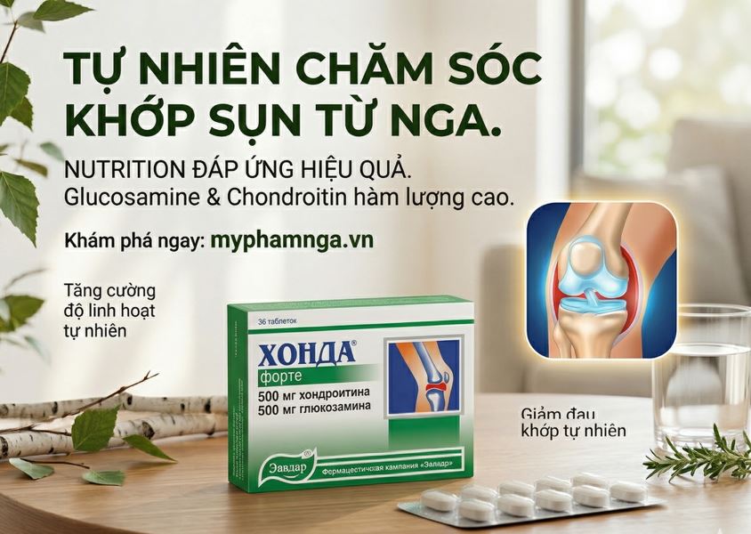 vien uong giam dau chong viem cho suc khoe xuong khop ,sun cua evalar Glucosamine và Chondroitin 1