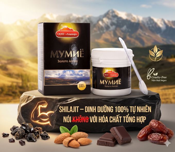 Shilajit vang den cua nui rung altai dinh duong hoan toan tu nhien cho suc khoe rang mieng, xuong khop tri nao