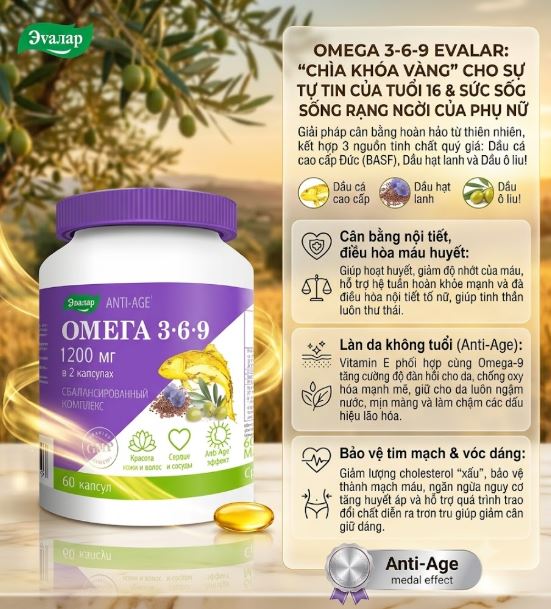 omega 369 cua nga can bang noi tiet, chong lao hoa, bao ve tim mach , voc dang